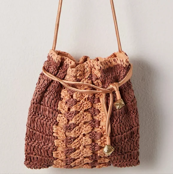 NEW Free People heatwave crossbody woven raffia mini bag in Tan Lines - Picture 10 of 12